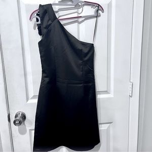 NWT- ARMANI EXCHANGE One-Shoulder Black Satin Dress Sz 2